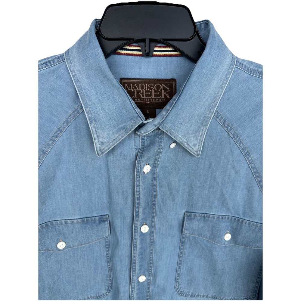 Madison Creek Button Down Shirt‎ Men's Size Large Blue Chambray Layering